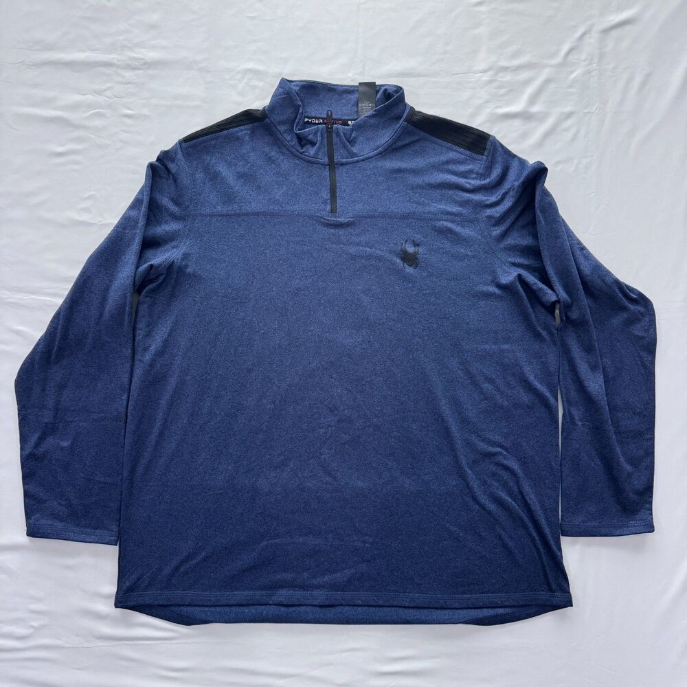 Spyder 1/4 Zip Shirt Mens Large Blue Long Sleeve Active Pullover Lightweight